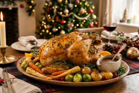 Frango Assado de Natal com Batatas Douradas
