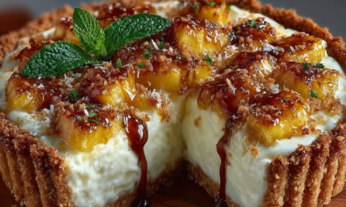 Torta de Coco e Abacaxi Caramelizado